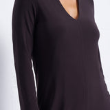 Luxe Stretch Long Sleeve Dress in Espresso