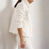 Classic Stretch Denim Jacket in Ivory