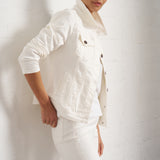 Classic Stretch Denim Jacket in Ivory