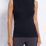 Modern Rib Knitted Shell in Black