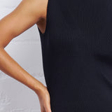 Modern Rib Knitted Shell in Black