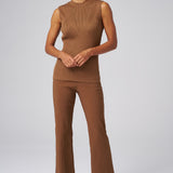 Modern Rib Knitted Shell in Camel