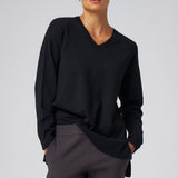 Relaxed V-Neck Sweater in Black