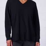 Relaxed V-Neck Sweater in Black