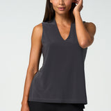 Luxe Stretch Sleeveless V-Neck in Graphite