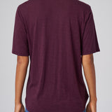 Slub Jersey V-Neck Elbow Sleeve Tee in Aubergine