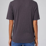 Slub Jersey V-Neck Elbow Sleeve Tee in Carbon