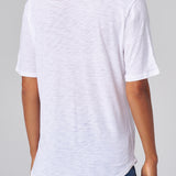 Slub Jersey V-Neck Elbow Sleeve Tee in White