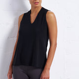 Luxe Stretch Sleeveless V-Neck in Black