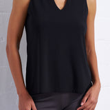 Luxe Stretch Sleeveless V-Neck in Black