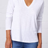 Slub Jersey Long Sleeve Tee in White
