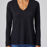 Slub Jersey Long Sleeve Tee in Black