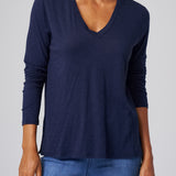Slub Jersey Long Sleeve Tee in Navy