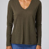 Slub Jersey Long Sleeve Tee in Olive