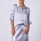 Textured Satin Shirt in Mist
