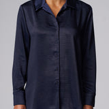 Textured Satin Shirt in Navy
