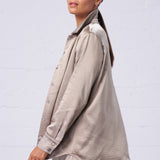 Textured Satin Shirt in Sand