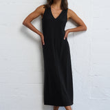 Luxe Stretch V-Neck Dress in Black
