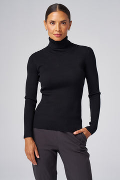 Perfect Ribbed Turtleneck in Black