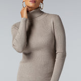 Perfect Ribbed Turtleneck in Taupe