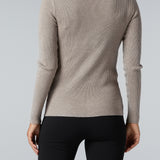 Perfect Ribbed Turtleneck in Taupe