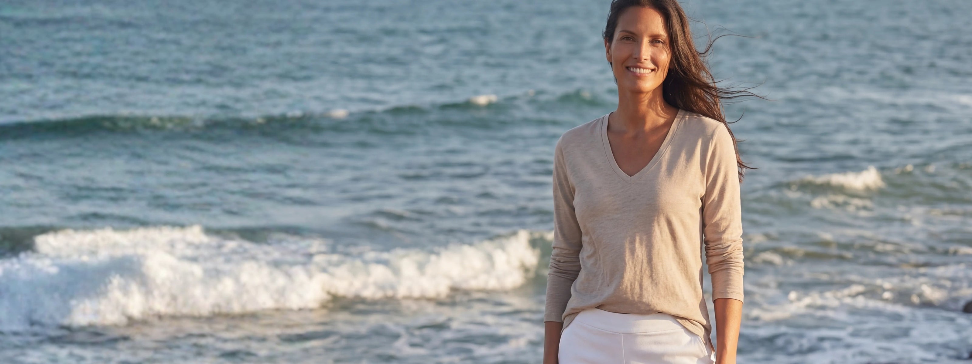 Slub Jersey Long Sleeve V-Neck Tee