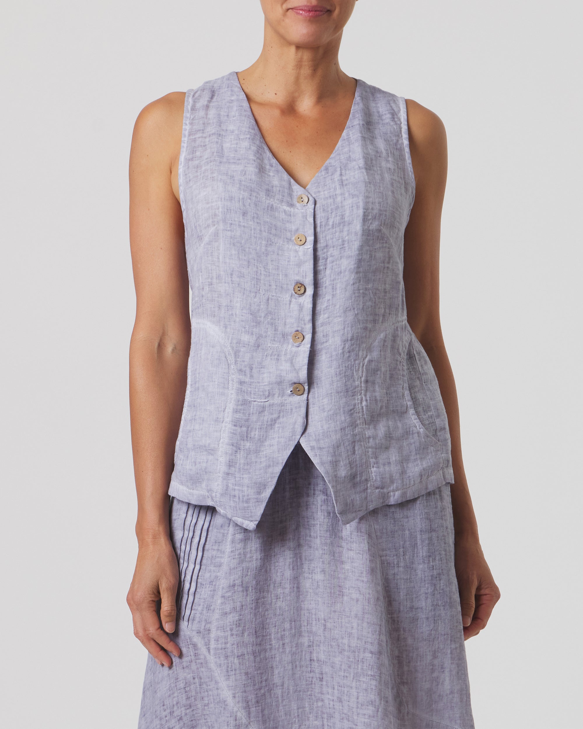 Slate Linen Shell | Franne Golde Los Angeles