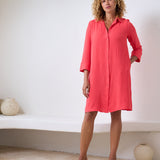 Lido Shirt Dress in Coral