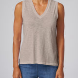 Slub Jersey V-Neck Tank in Sand