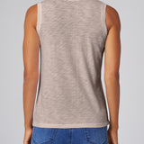 Slub Jersey V-Neck Tank in Sand