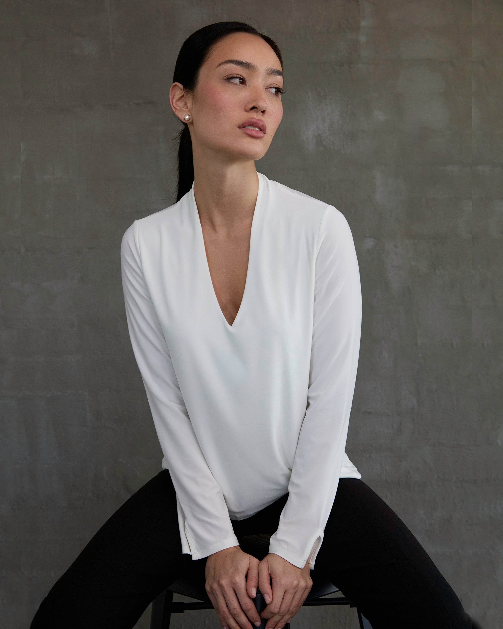 Luxe Stretch Long Sleeve V-Neck