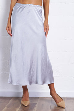 Textured Satin Bias Skirt in Mist