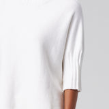 Funnel Neck Elbow Sleeve Pullover in Ivory