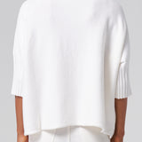Funnel Neck Elbow Sleeve Pullover in Ivory
