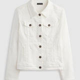 Classic Stretch Denim Jacket in Ivory