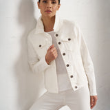 Classic Stretch Denim Jacket in Ivory