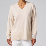 Relaxed V-Neck Sweater in Beige