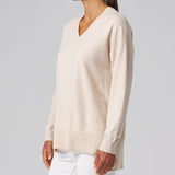 Relaxed V-Neck Sweater in Beige