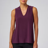 Luxe Stretch Sleeveless V-Neck in Aubergine