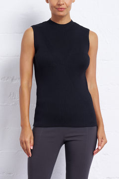Modern Rib Knitted Shell in Black