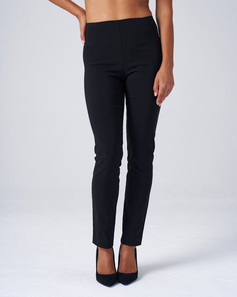 All Season Tapered Pant in Black | Franne Golde Sleek Pull-On  display picture 1