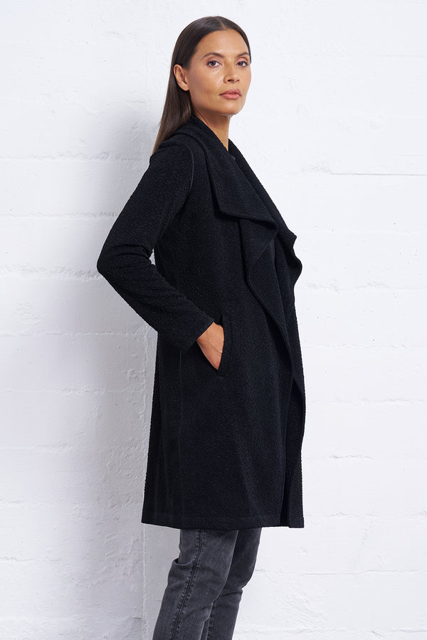 Pebble Crepe Wrap Coat