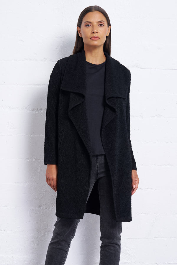 Pebble Crepe Wrap Coat