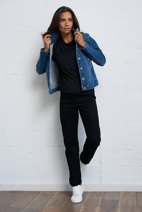 Stretchy jean jacket top