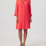 Lido Shirt Dress in Coral