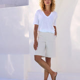 Montauk Bermuda in Oat Stripe