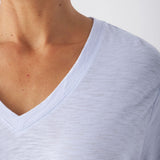 Slub Jersey V-Neck Elbow Sleeve Tee in Haze