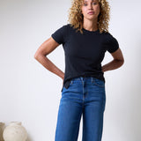 Slub Jersey Icon Crew Tee in Black