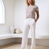 Mayfair Wide Leg Pant in Oat Stripe