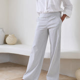 Mayfair Wide Leg Pant in Coastal Grey Stripe